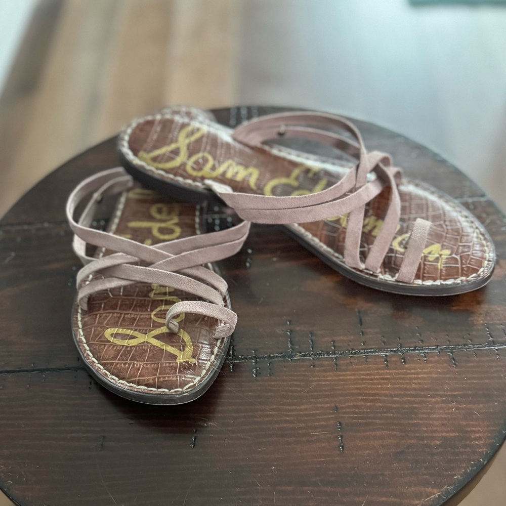 Brown and Lavender Strappy Sandals
